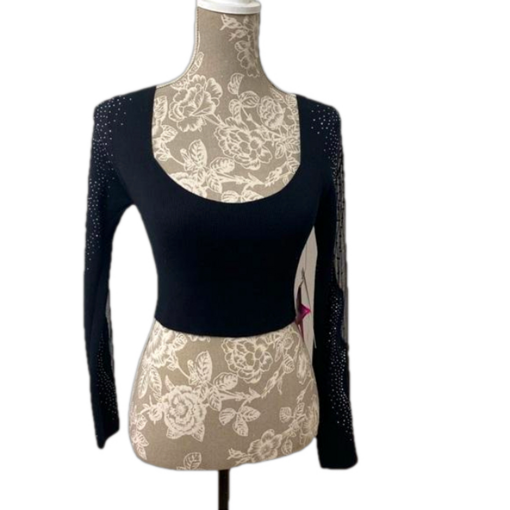 NWT.  Sweet Rain. Sweater. Black w/ Studs. Sz S.